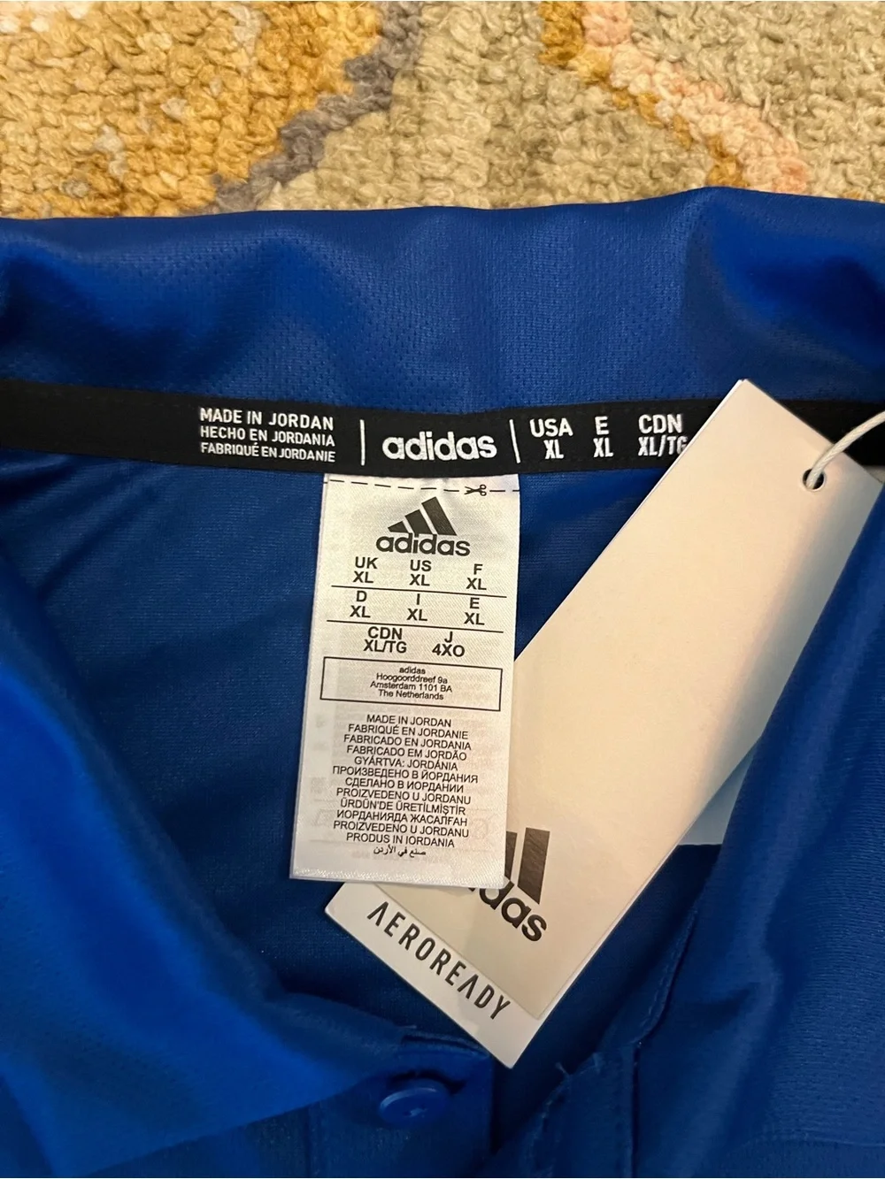 Kansas Jayhawks Adidas AeroReady Grind Polo Size XL Color Blue NWT‎